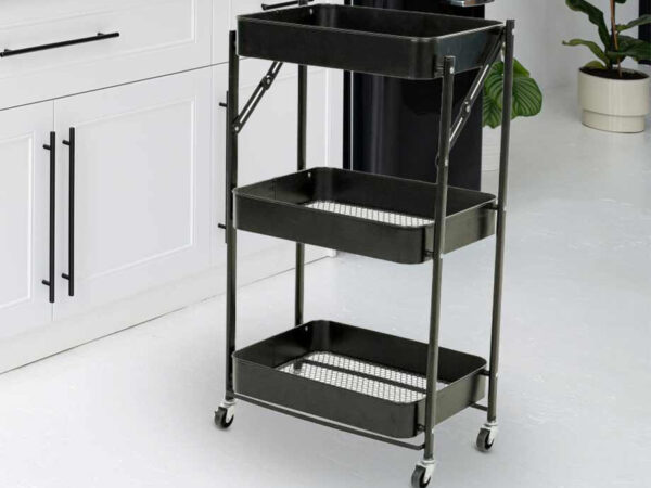 Opvouwbare Opbergtrolley Met 3 Lagen - Voor Badkamer