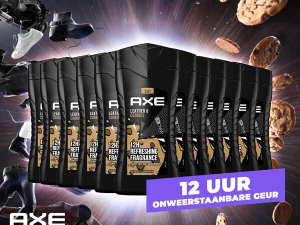 12x400ml Axe 3-in-1 Douchegel Leather And Cookies - 12 Uur Lang Een Heerlij ...