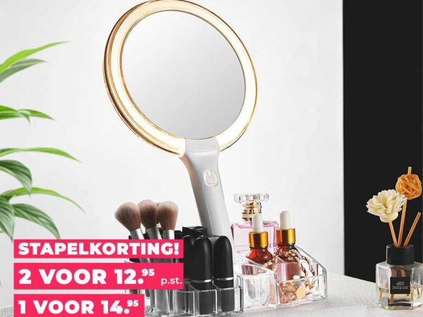 Make-Up Spiegel Met Organizer - Met Verlichting Rondom Spiegel! ...