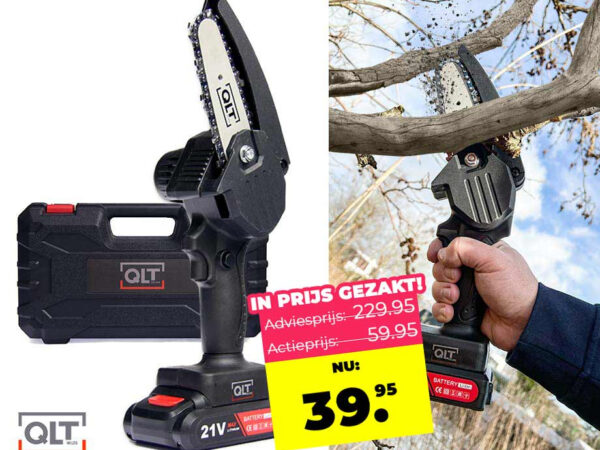 QLT Mini Kettingzaag Met Accu - Superkrachtige Zaag Voor Takken En Hout! ...