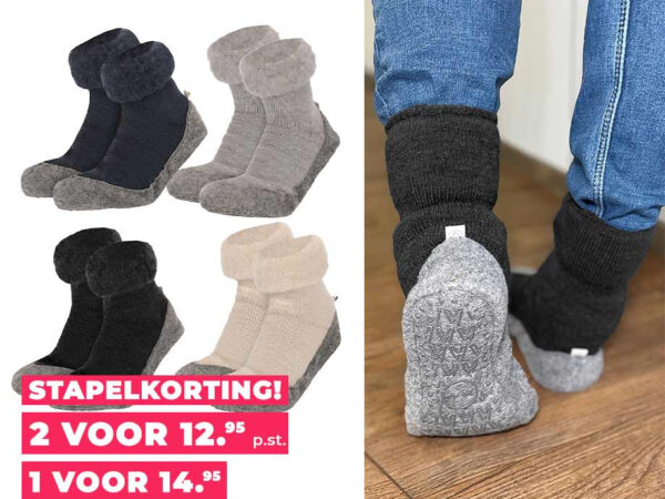 Wollen Pantoffelsokken Voor Dames En Heren - In 4 Kleuren! ...