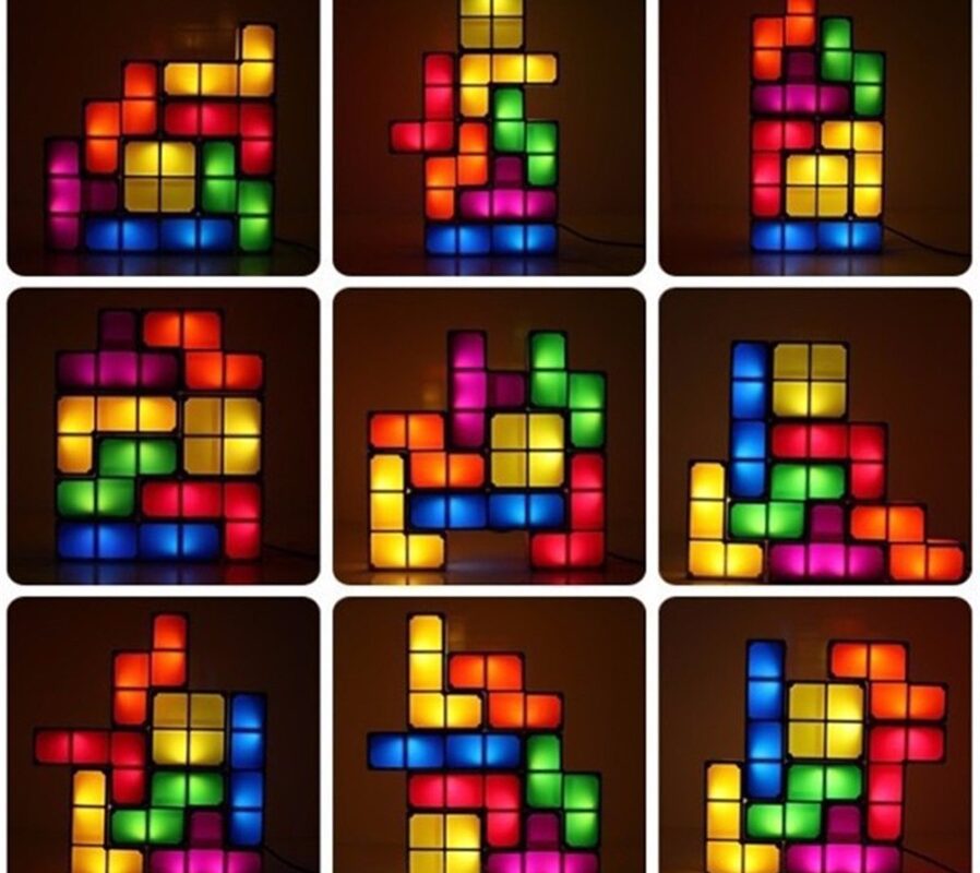 Stapelbaar tetris LED nachtlamp retro-stijl