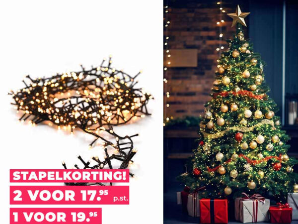 Microcluster Kerstverlichting 20M 1000 LED's Warm Wit - Extra Veel Lampjes ...