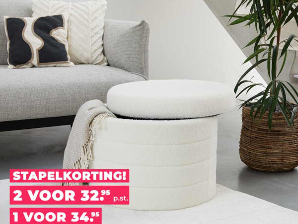 Teddy Opbergpoef Rond - Zitplaats En Opbergruimte! ...
