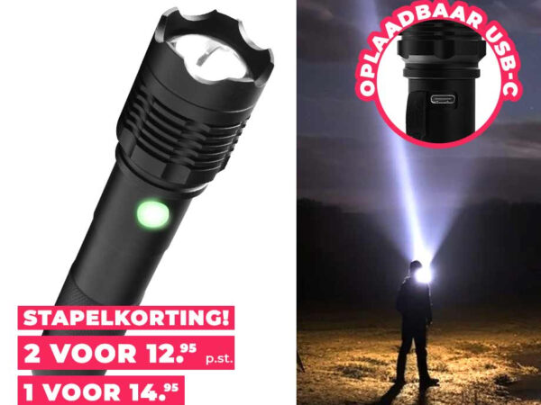 SEVVA® Oplaadbare Militaire Zaklamp - Tot 40x Feller Dan Een Gewone Zaklam ...