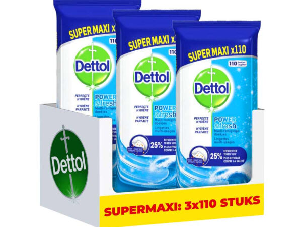 3 x 110 Dettol Reinigingsdoekjes Power En Fresh Ocean - Voor Bijna Alle Opp ...