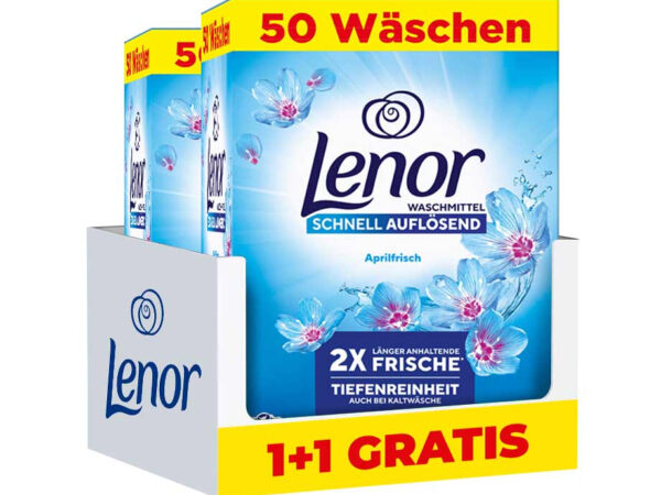 3 kg Lenor Wasmiddel Pulver Aprilfrisch - Vandaag 1+1 GRATIS! ...