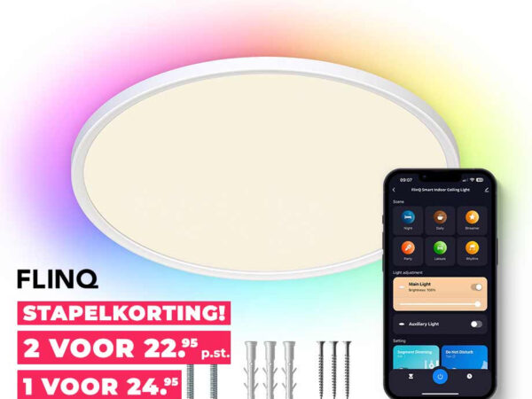 FlinQ Slimme Plafondlamp Warm Wit En RGB - Handige Tijdschema's