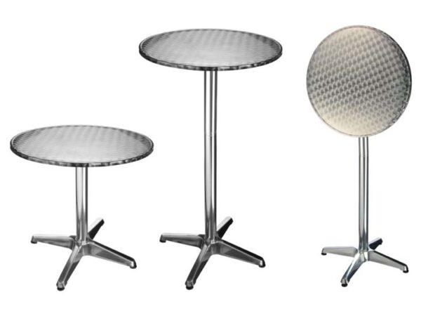 HI Inklapbare Statafel - Bijzettafel - RVS - Ã60 cm - hoogte 115cm