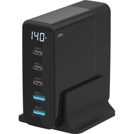 140 W GaN Power Delivery desktop oplader met led-scherm