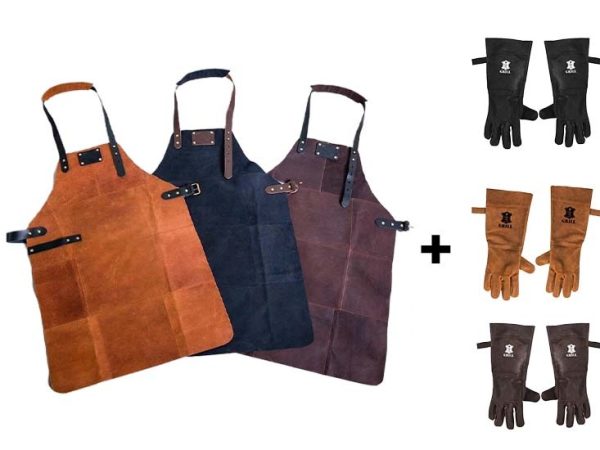 Barbecueschort - Lederen Schort - Inclusief Handschoenen