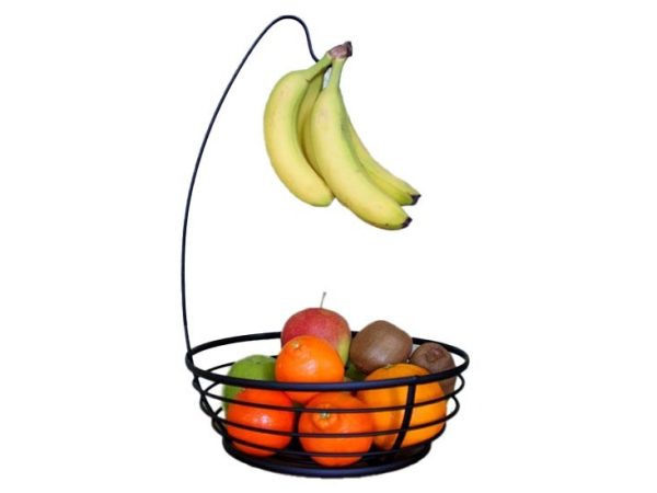 XEMM Fruitmand met Banaanhouder - Ã 28 x 40 cm - Zwart